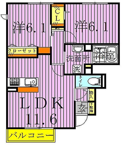 コンフォートＤ棟 1階 2LDK 賃貸物件詳細