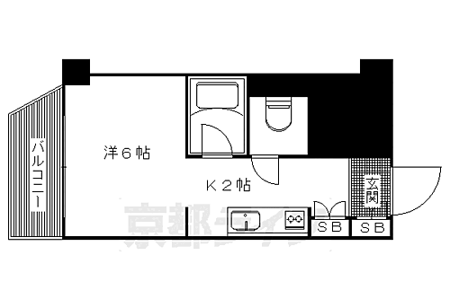 京都グランドハイツ 2階 1K 賃貸物件詳細