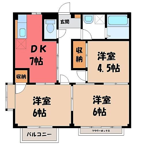 栃木県小山市大字横倉新田 小山駅 3DK アパート 賃貸物件詳細