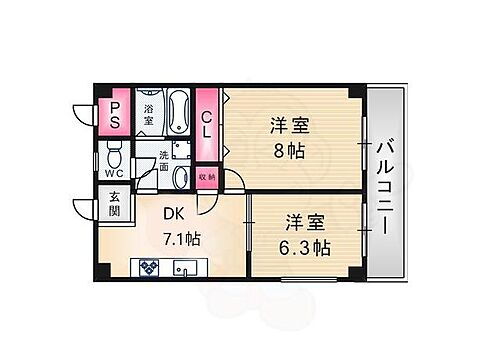 ライクビル 4階 2DK 賃貸物件詳細