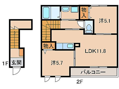 和歌山県和歌山市北島 和歌山市駅 2LDK アパート 賃貸物件詳細