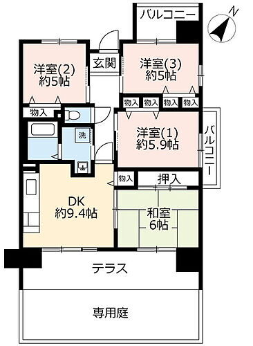 大阪府枚方市香里ケ丘5丁目 枚方公園駅 4DK マンション 賃貸物件詳細