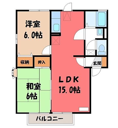 栃木県宇都宮市野沢町 宇都宮駅 2LDK アパート 賃貸物件詳細