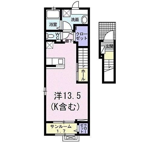 ゼフィール 2階 ワンルーム 賃貸物件詳細