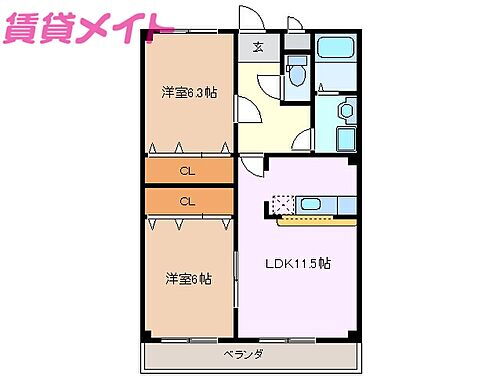 ルシェンテ下之宮 3階 2LDK 賃貸物件詳細