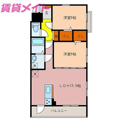 ラウレア　ＩＩ 2階 2LDK 賃貸物件詳細