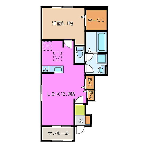 ウエスト　Ｃ 1階 1LDK 賃貸物件詳細