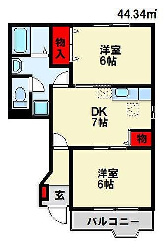 ラフィネ瑞穂 1階 2DK 賃貸物件詳細