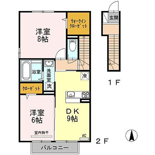 フォルトゥーナ 2階 2DK 賃貸物件詳細