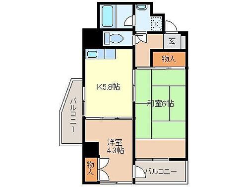 カムフォータブル山川 3階 2DK 賃貸物件詳細