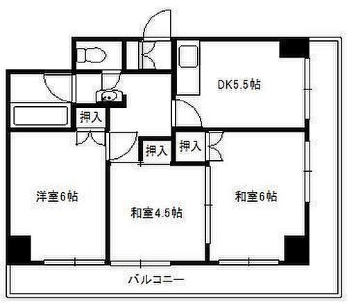 カムフォータブル山川 4階 3DK 賃貸物件詳細