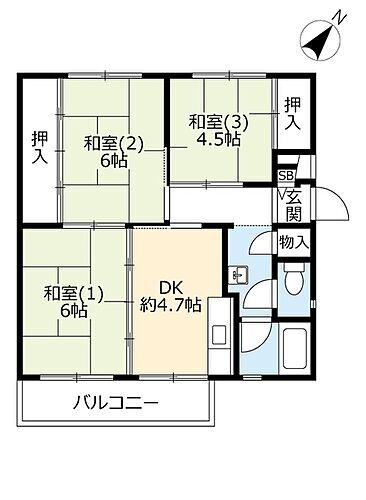 奈良県奈良市中登美ヶ丘1丁目 学研奈良登美ヶ丘駅 3DK マンション 賃貸物件詳細