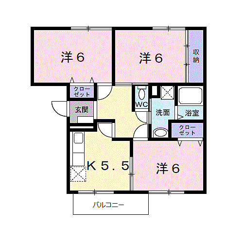 エルディム本町Ｉ 2階 3K 賃貸物件詳細