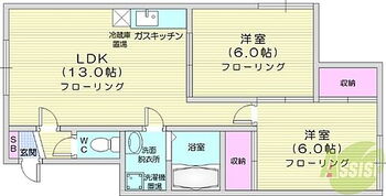  2LDK、角部屋、エアコン、灯油暖房、シャンプードレッサー