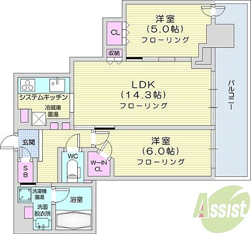 ライオンズタワー札幌 16階 2LDK 賃貸物件詳細