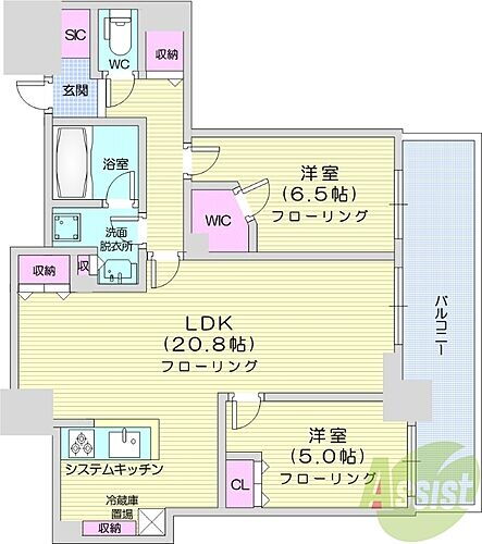 ザ・グランアルト札幌苗穂ステーションタワー 23階 2LDK 賃貸物件詳細