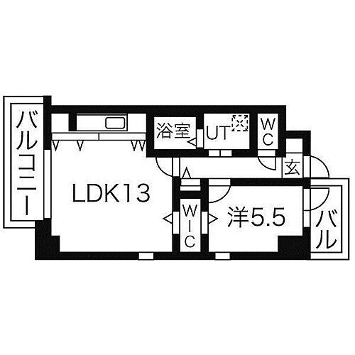  1LDK　LDK13帖　洋室5.4帖