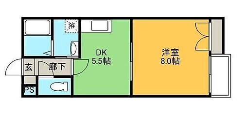 フォーバスＩＩ 2階 1DK 賃貸物件詳細