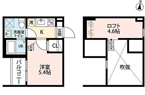  洋室5.4帖　ロフト4.6帖