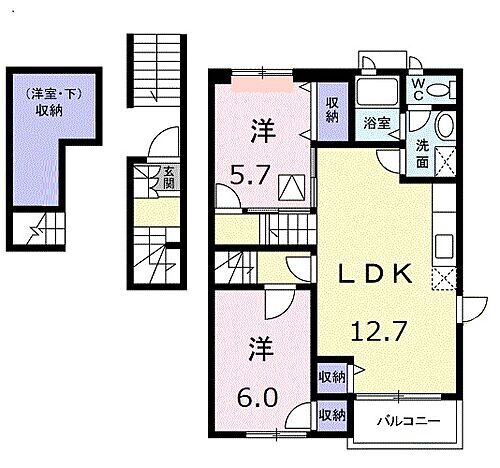 キャンサー＆パイシーズＡ 2階 2LDK 賃貸物件詳細