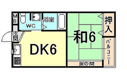 スミュー香枦園 2階 1DK 賃貸物件詳細