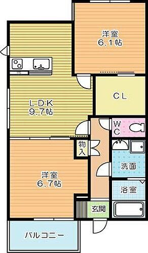 福岡県北九州市小倉北区緑ケ丘1丁目9-11 西小倉駅 2LDK アパート 賃貸物件詳細