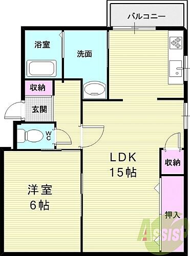 メゾンドリュウ桃園 2階 1LDK 賃貸物件詳細