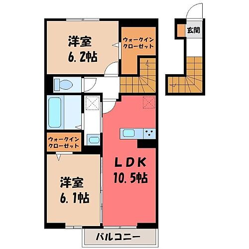 栃木県宇都宮市平松本町 駅東公園前駅 2LDK アパート 賃貸物件詳細