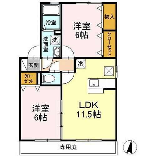 パーク・ボヌール　Ｂ棟 1階 2LDK 賃貸物件詳細