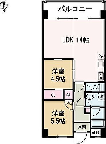 リーベンハイツ 5階 2LDK 賃貸物件詳細