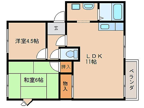 奈良県奈良市左京1丁目 高の原駅 2LDK アパート 賃貸物件詳細