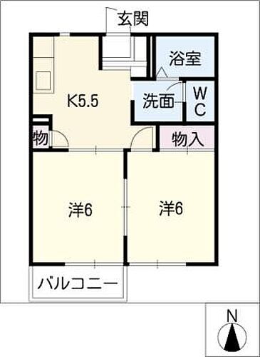 プレミール北頭Ａ棟 2階 2K 賃貸物件詳細