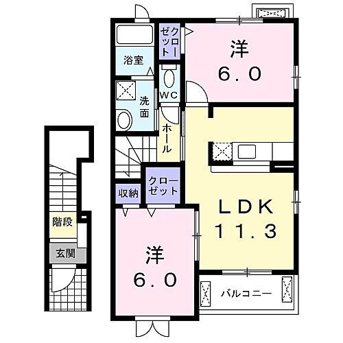 カルティエトゥール　Ｂ 2階 2LDK 賃貸物件詳細