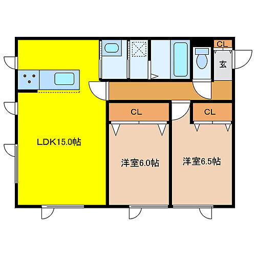 北海道千歳市富丘2丁目11-4 千歳駅 2LDK アパート 賃貸物件詳細