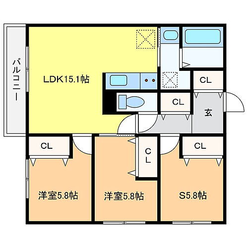 ＷＥＬＬ　ＢＲＩＧＨＴ朝日　ＲＥＳＩＤＥＮＣＥ 2階 3LDK 賃貸物件詳細