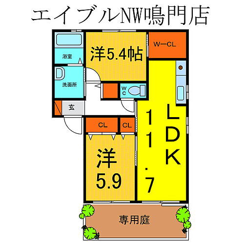 徳島県鳴門市撫養町北浜字宮の東40-1 鳴門駅 2LDK アパート 賃貸物件詳細
