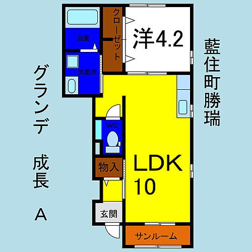 徳島県板野郡藍住町勝瑞字成長31 勝瑞駅 1LDK アパート 賃貸物件詳細
