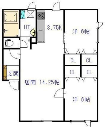 グランビュー４．４ 2階 2LDK 賃貸物件詳細