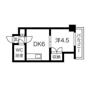 藤井ビル菊水Ｉ 4階 1DK 賃貸物件詳細