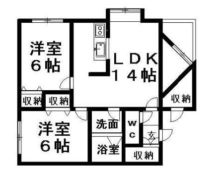 北海道札幌市清田区平岡四条3丁目 大谷地駅 2LDK アパート 賃貸物件詳細