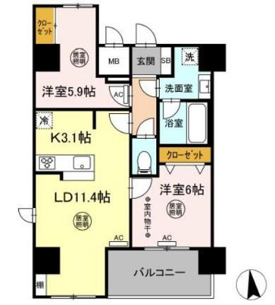 エクルベージュ 9階 2LDK 賃貸物件詳細