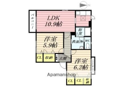 宮城県多賀城市城南2丁目 国府多賀城駅 2LDK アパート 賃貸物件詳細