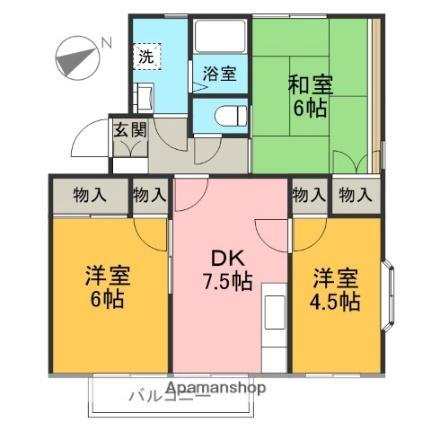 ツインコートＢ 2階 3DK 賃貸物件詳細