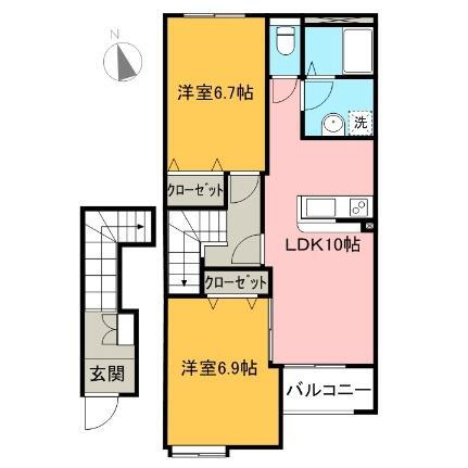 トライアンフＢ 2階 2LDK 賃貸物件詳細