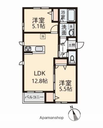 山梨県甲府市千塚1丁目 甲府駅 2LDK アパート 賃貸物件詳細