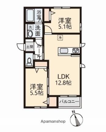 山梨県甲府市千塚1丁目 甲府駅 2LDK アパート 賃貸物件詳細