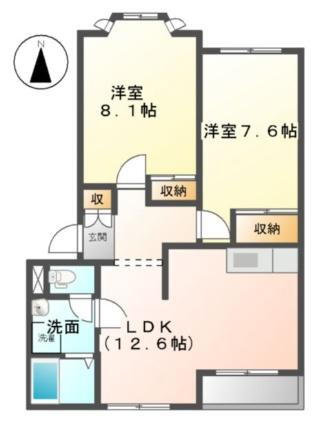 グランベル・ハウス 2階 2LDK 賃貸物件詳細