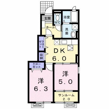 サン・ハウスＡ 1階 2DK 賃貸物件詳細