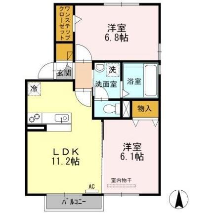 マノワール・ＫＩＩ　Ｂ 2階 2LDK 賃貸物件詳細