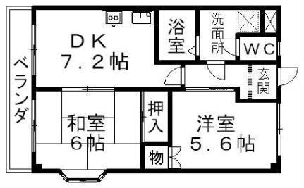 鈴の木ハイツＢ 2階 2DK 賃貸物件詳細